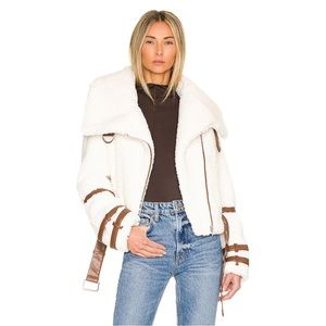 TULAROSA Bailey Moto Sherpa Jacket in Vanilla Bean